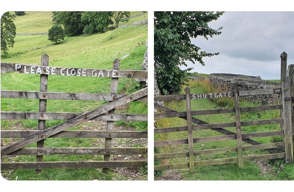 @LakesStiles @JamieHutt0n <a href="/farm_signs/">Farm Signs</a> Reminds me of these. Same gate, different sides!