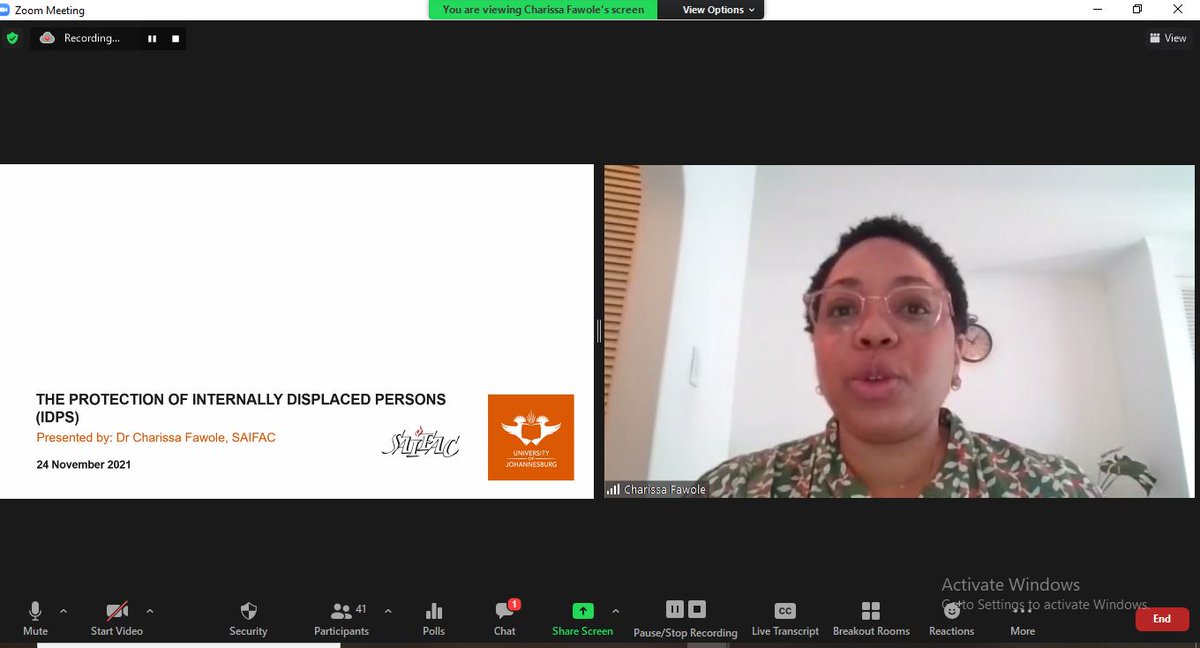 Dr Dorcas B LLD. (UP) (@basimanyaned) on Twitter photo Day 3 of #AHRC2021_FDP begins!
Now looking at "the protection of internally displaced persons (IDPs)" with ~<a href="/c_fawole/">Charissa Fawole</a>
Lecturer, South African Institute for Advanced Constitutional, Public, Human Rights and International Law, University of Johannesburg Day 3 of #AHRC2021_FDP begins!
Now looking at "the protection of internally displaced persons (IDPs)" with ~<a href="/c_fawole/">Charissa Fawole</a>
Lecturer, South African Institute for Advanced Constitutional, Public, Human Rights and International Law, University of Johannesburg