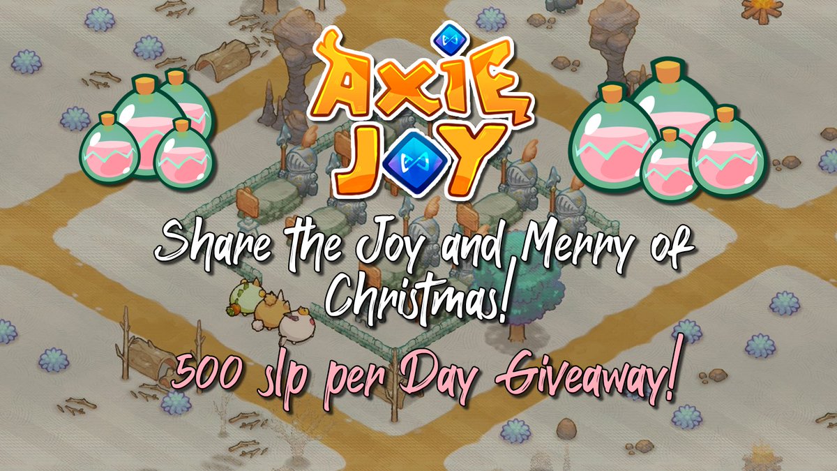 axiejoy_io's tweet photo. Hey Everyone! We got some great news!

Here at AxieJoy your Christmas will be Merrier! We will be giving away 500 SLP/Day to our community members in Discord! 

Follow us for more details!
Join our Discord Server:
https://t.co/9HmZXr8YAl https://t.co/r2OgdkD4Vy
