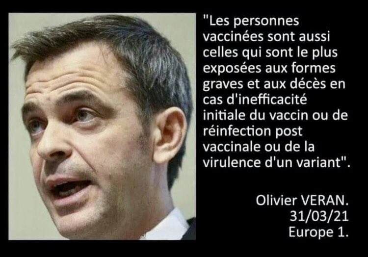 HamelinMd's tweet photo. Mr OVéran
Le nb de cas augmente
La vaccination ne marche pas :n’empêche pas l’infection 
Les vaccinés s’infectent 
-peuvent faire des formes +graves(cf⬇️)
-ils ont besoin d’être traités tôt pour ne pas avoir de perte de chance 
Libérez les tts précoces
Votre refus serait 1 FAUTE https://t.co/WpFy9Gto31
