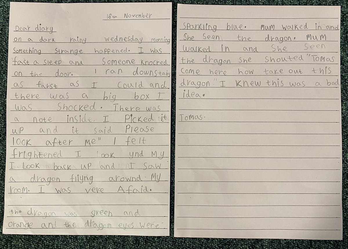 gilwern_school's tweet photo. #GilwernYear3 have been writing diary entries embodying the main character of our story, Tomas. We have created a story map of ideas on what we think might happen next, and have transferred that learning into an extended piece of writing @EAS_LLCEnglish @andyjshepherd https://t.co/9EUdJqWSCG