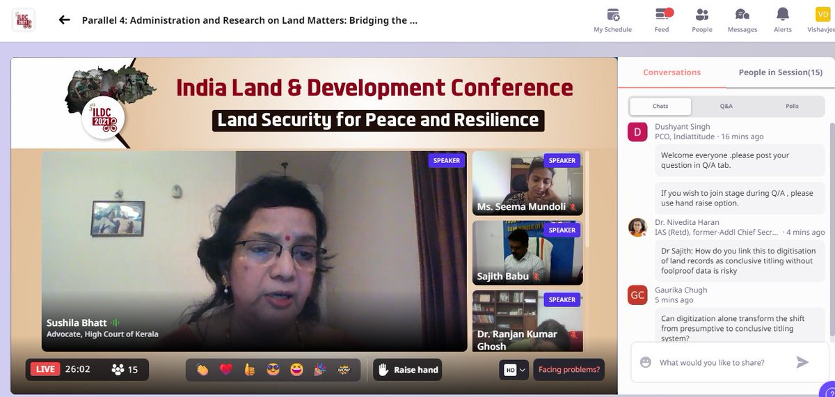 Ms. Sushila Bhatt, Advocate, High Court of Kerala, says, 'There is no uniformity of power that is exercised over a piece of land. This provides rooms for lapses and leads to fraudulent deals and other issues' while dwelling into the issues on #land #administration
#ILDC2021