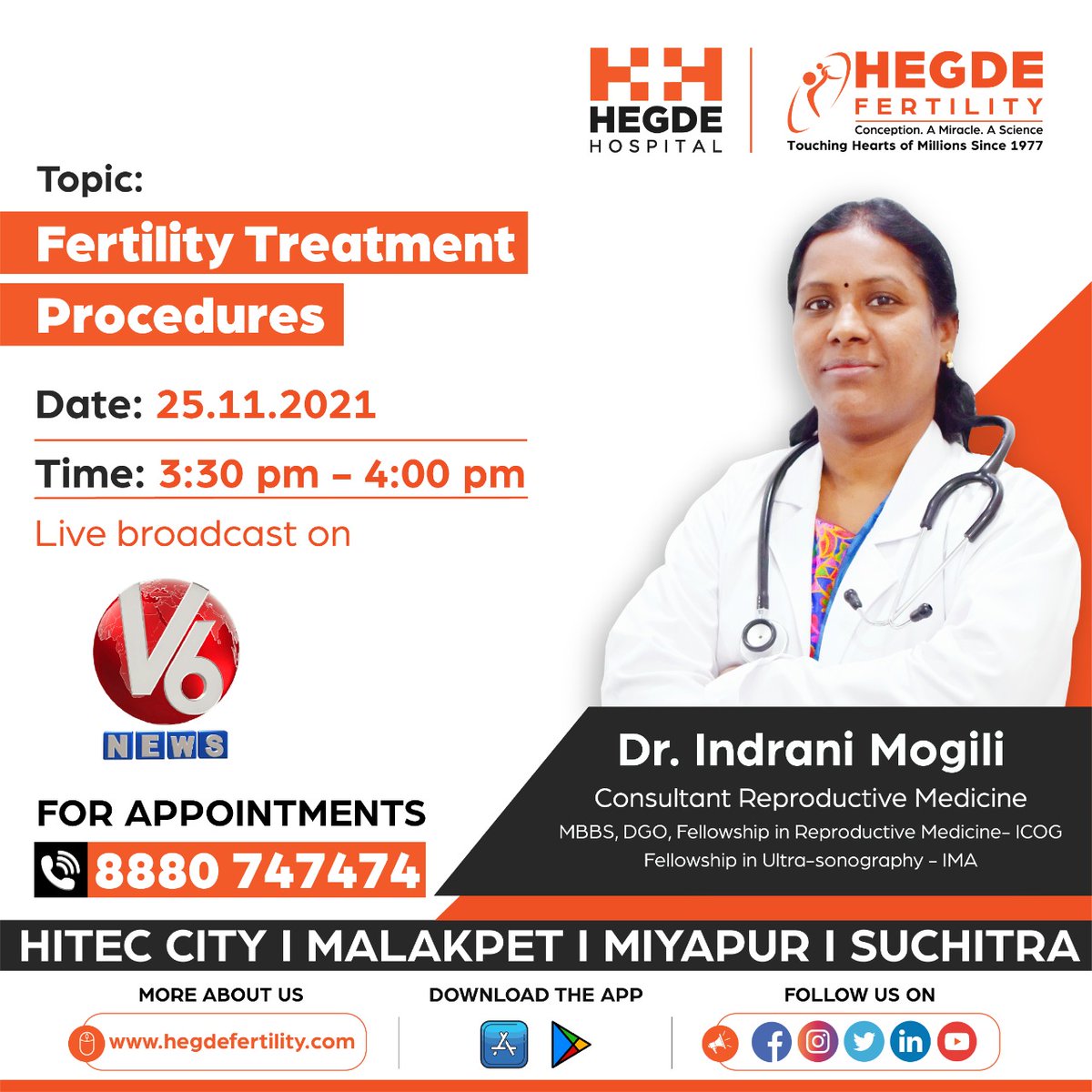 If you're struggling with infertility and need help getting pregnant, there are advanced fertility treatments that can increase your chances of having a baby.

🌐: hegdefertility.com/dr-indrani-mog…
📞: 8880 747474

#hegdefertility #arttreatment #artprocedure #ivf #icsi #infertility