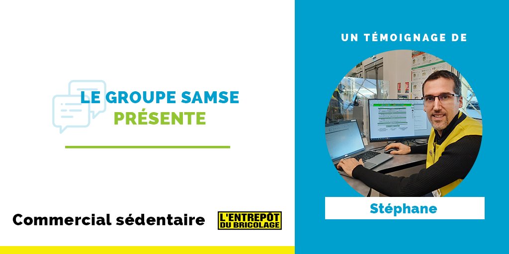 RHGroupeSAMSE's tweet image. Témoignage de Stéphane ➡ &quot;Arrivé comme #conseillerdevente, la quête de l’excellence m’amena sur le poste de #commercialsédentaire. Les managers m’ont donné la chance d’évoluer. La #motivation est aussi la clé de la réussite. Je suis fier.&quot; 
Un grand bravo 👏 @bricolage_edb