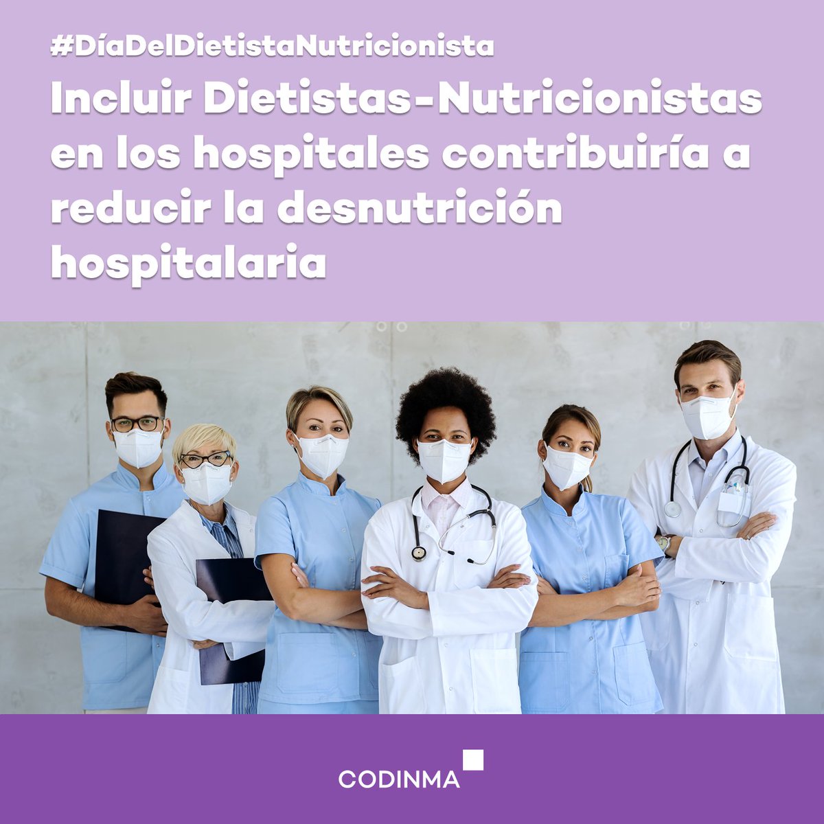 Codinma_DN's tweet photo. Hoy, #DíaDelDietistaNutricionista, queremos reivindicar una vez más nuestra profesión y luchar por nuestra inclusión en el sistema sanitario.
Uno de nuestros motivos por los que queremos Dietistas-Nutricionistas en #hospitales es para REDUCIR LA DESNUTRICIÓN HOSPITALARIA. https://t.co/Im2s61FYHi