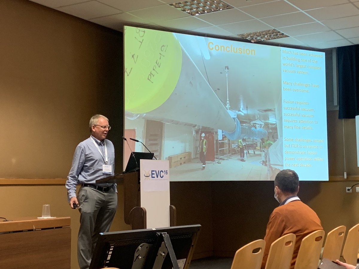 giordanisilvia's tweet photo. Dr Pearse explained all the technical challenges and achievements in making ITER, the world's largest complex vacuum system. Looking forward to visiting the site on Friday! #evc16 https://t.co/hHZCI7ycR5