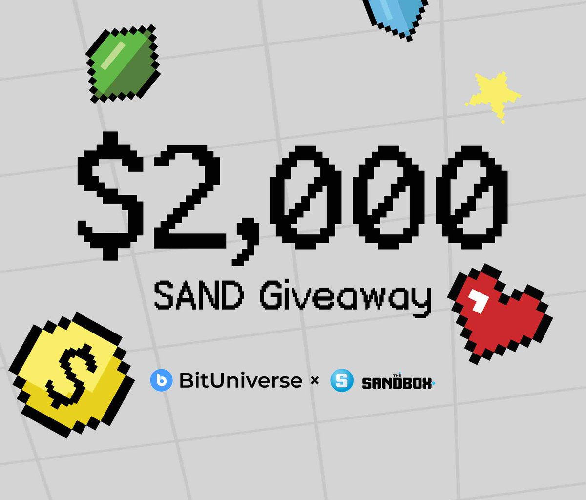 bituniverse_org's tweet photo. $SAND $sand #SAND #Giveaway #Airdrop is LIVE!🚀🚀 
@TheSandboxGame @bituniverse_org 

⏰ 2021/11/24 — 2021/12/24 (UTC)

🏆Prizes: 
🥇Gold: $500 × 1 Winner
🥈Silver: $300 × 2 
🥉Bronze: $100 × 4 
🏅Participant: $1 × 500 

🐬 Join: retweet &amp; @ two friends
https://t.co/ZyI8hZ68Cj https://t.co/xkO6IxYwHV