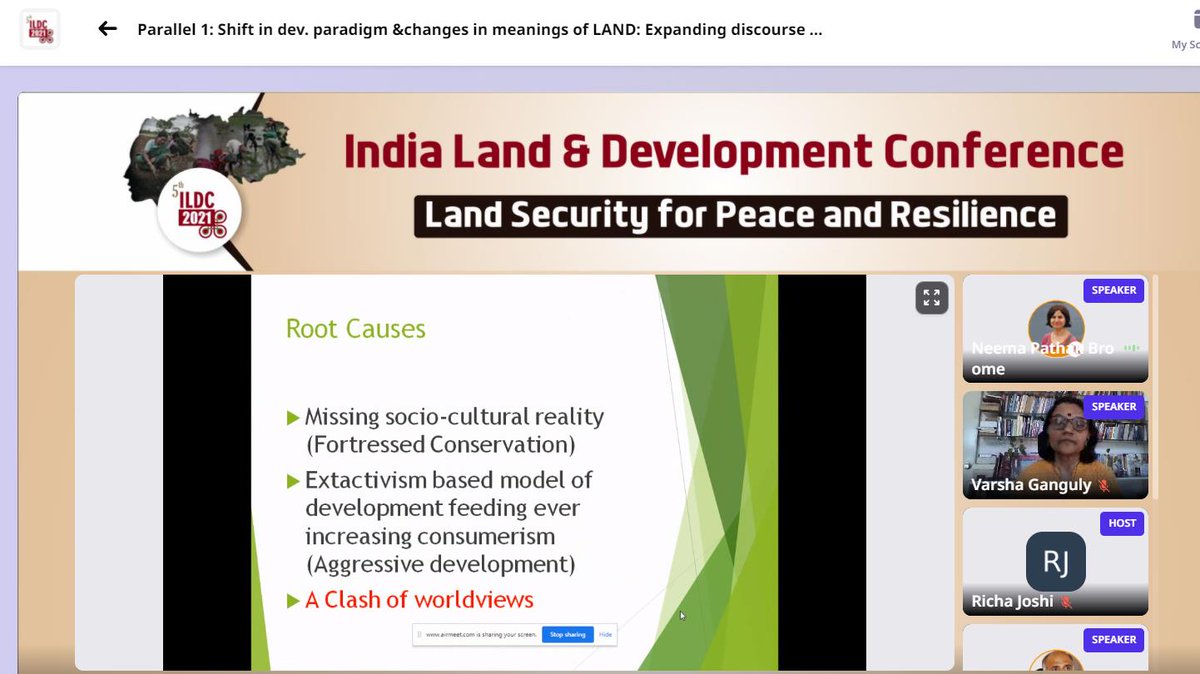 Hyper-consumerism, paucity of ground reality about conservation, and clash of worldviews has led to the contrast in the shrinking of biodiversity despite having wildlife corridors in India- Ms.Neema Pathak Broome, Kalpavriksh Environment Action Group
#ILDC2021 #conservation