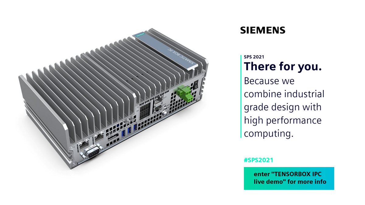 This year's virtual SPS is already in full swing - covering a wide range of our current highlights in #IndustrialAutomation. And there's great news from our industrial #computing portfolio: experience our tensorbox IPC in a live demo! sie.ag/3xmxg9V