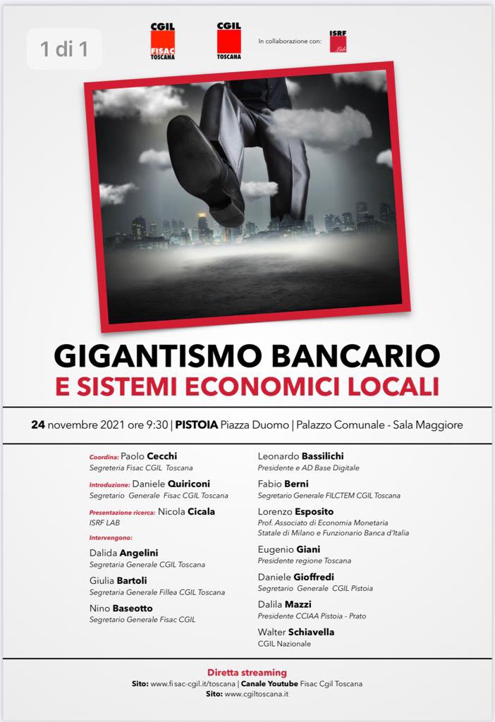Gigantismo bancario e sistemi economici locali. Ricerca <a href="/FisacToscana/">Fisac Cgil Toscana</a> #pistoia <a href="/cgilnazionale/">CGIL Nazionale</a> <a href="/collettiva_news/">Collettiva</a>