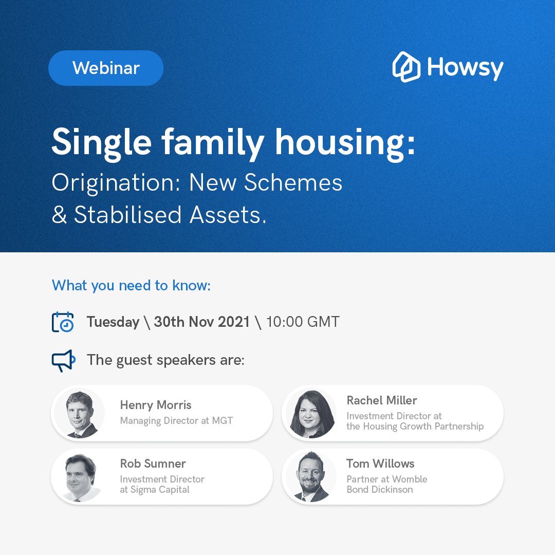 Please join us on Tuesday from 10am alongside <a href="/HelloHowsy/">Howsy</a> for the last UKAA #webinar of the year. We have a great line up of speakers exploring the topic of Single Family Housing - Origination: New Schemes &amp; Stabilised Assets. Register to join us mailchi.mp/ukaa/howsy-893… #btr
