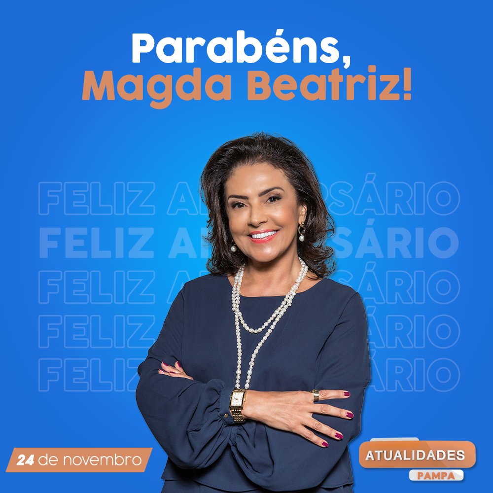 atualidadepampa's tweet photo. Hoje é o aniversário da Magda Beatriz. 👏🎉⠀
Parabéns, @magdabeatriztv!⠀⠀
⠀⠀
Deixe suas felicitações nos comentários. ⬇
#AtualidadesPampa #RedePampa #Aniversário #MagdaBeatriz https://t.co/79c2XO3lJg