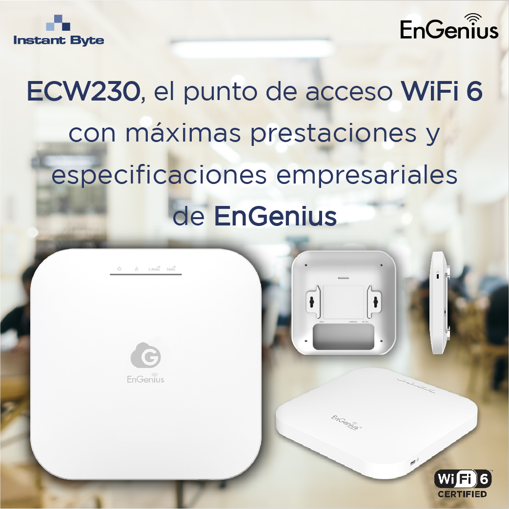 InstantByte's tweet photo. Ya disponible el punto de acceso #WiFi6 ECW230 de #EnGenius ⚙️ Gestión cloud (4x4), 802.11ax, OFDMA, MU-MIMO y reutilización especial para potenciar las capacidades del WiFi. ¡Sin licencias! 👌🏻
Info: https://t.co/O1FjiYnjIu
#cloud #EnGeniusCloud #wifi #WISP #InstantByte https://t.co/rAhDcz8UBt