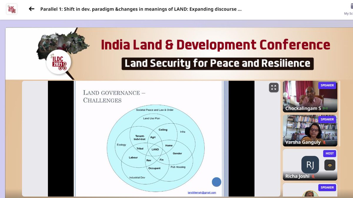 'In India we do not use the word “ownership” for #land, everyone is a “holder” of land. The government is the owner of land and state has the power to take the land.' says Mr. Chockalingam S, Director General, YASHADA focusing on the issue of #landgovernance 
#ILDC2021