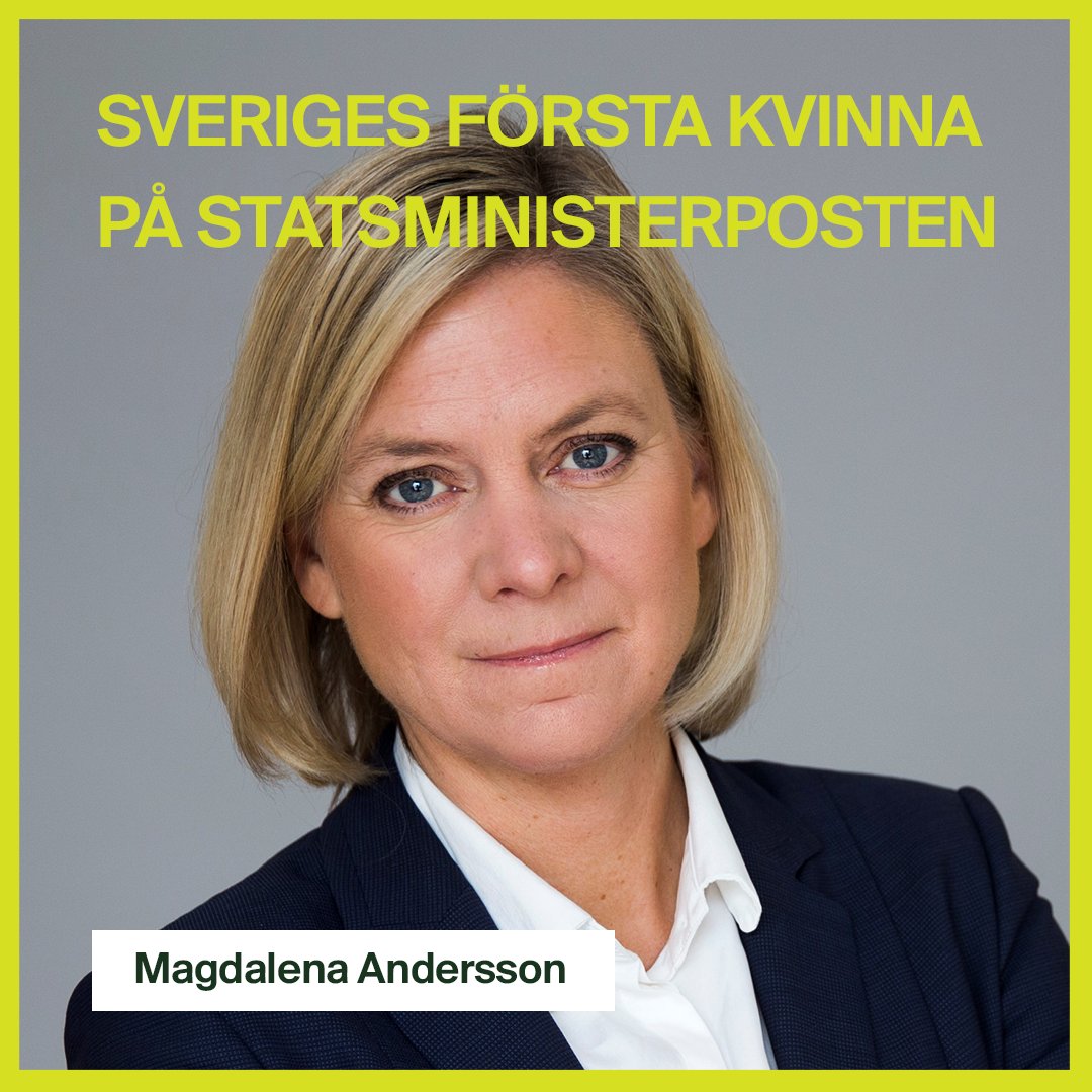 AllBrightSwe's tweet photo. Idag har politisk historia skrivits. Hundra år efter genomförandet av det första valet då kvinnor fick rösta, har Riksdagen valt Magdalena Andersson till Sveriges statsminister. Hon blir därmed Sveriges första kvinna på statsministerposten. https://t.co/bzHJIwj30O