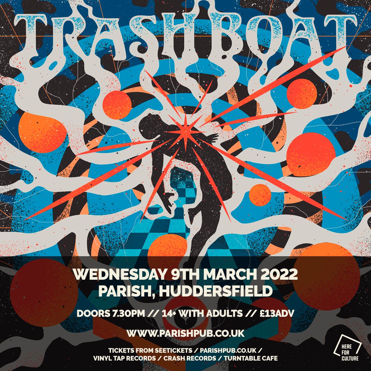 NEW SHOW! 
<a href="/trashboatuk/">Trash Boat</a>
 bring their new record, Don't You Feel Amazing? to 
<a href="/parishhudd/">Parish</a> on Weds 9th March 2022. 
Tickets on sale for the St Albans Pop punkers on Friday 26th Nov at 9am via parishpub.co.uk/gigs/ Black heartSign of the horns
