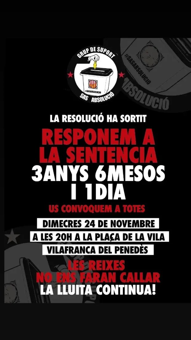 *COMUNICAT OFICIAL DEL GRUP DE SUPORT SAS ABSOLUCIÓ*