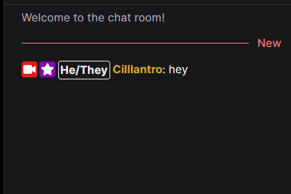 Cilartro's tweet photo. dunno who this will help but heres a pronoun extension for twitch https://t.co/w7uyJ6LhUt  heres how it shows up on stream it lets you see yours and anyone elses who also have the extension https://t.co/mwtjo7GFM6