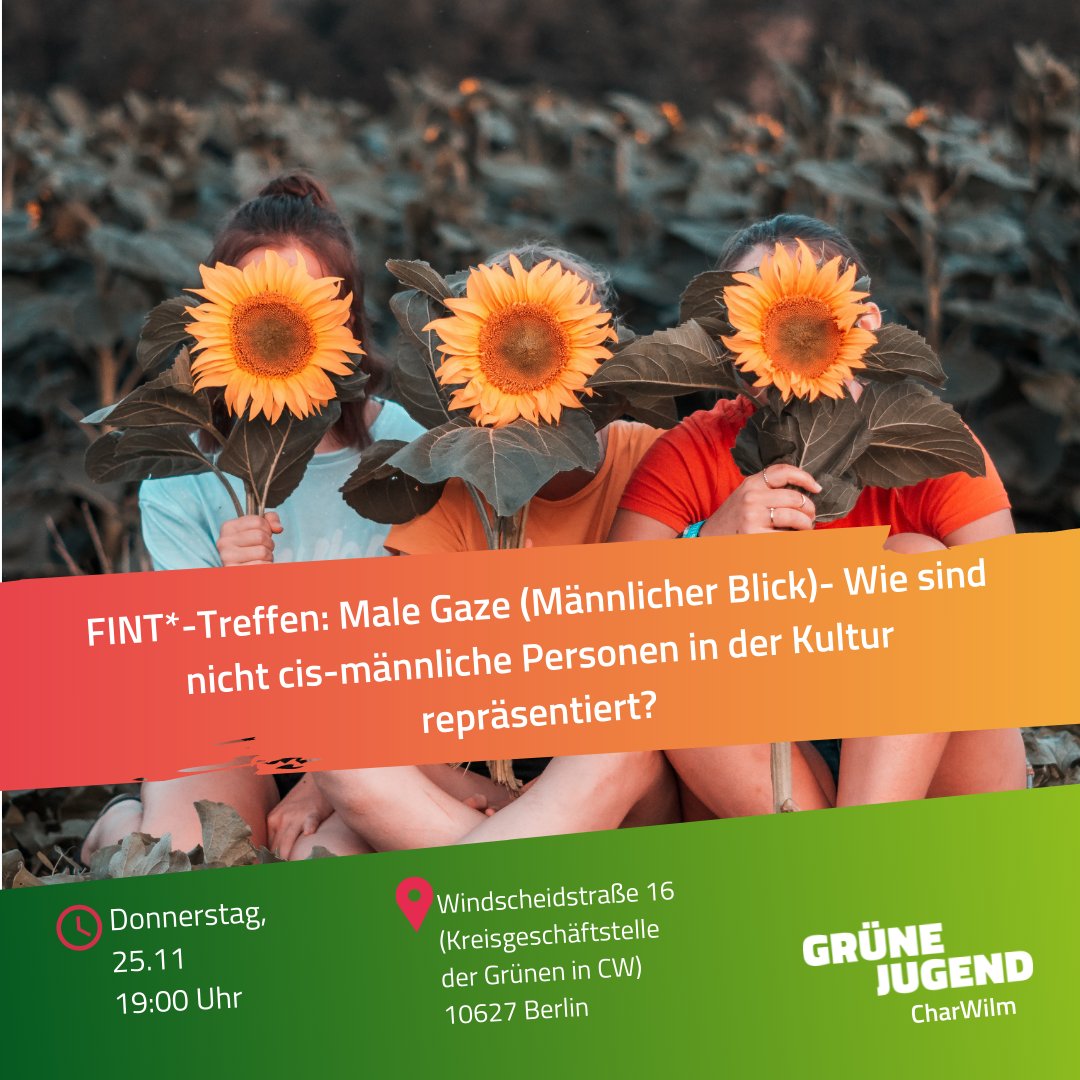 gjcharwilm's tweet photo. Am 25.11 (morgen) treffen wir uns wieder in eine FINT Runde und diskutieren über den männlichen Blick, was das bedeutet und wie FINT Personen in den Medien repräsentiert sind. Komm gerne dabei! https://t.co/KrEgqUrlOF