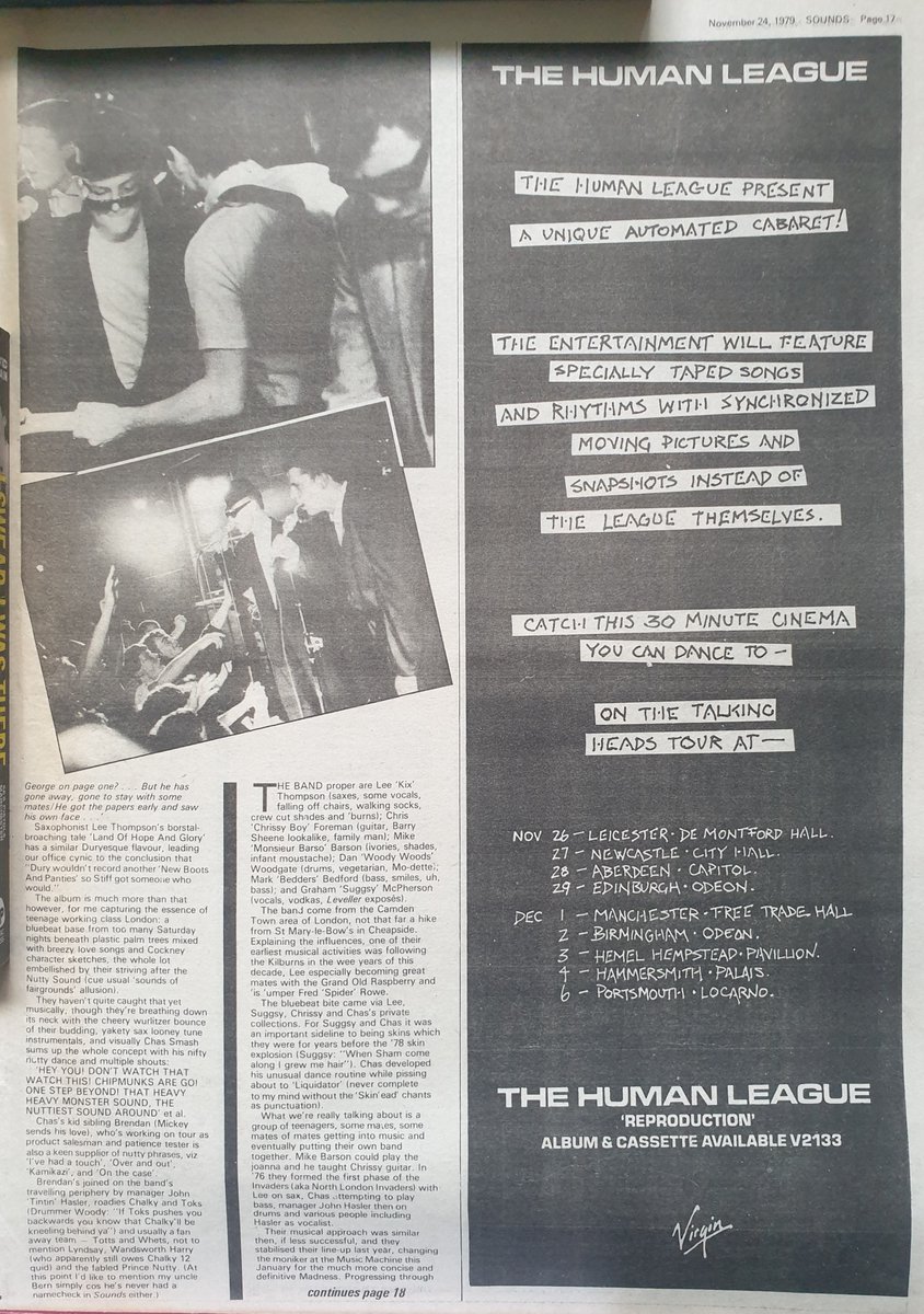 SoundsClips's tweet photo. 24th, November 1979 an article on Madness by Garry Bushell and Pics by Virginia Turbett. "I remember watching them nutty train through the revolving doors,"  @MadnessNews @GarryBushell https://t.co/AItnYtu3ze