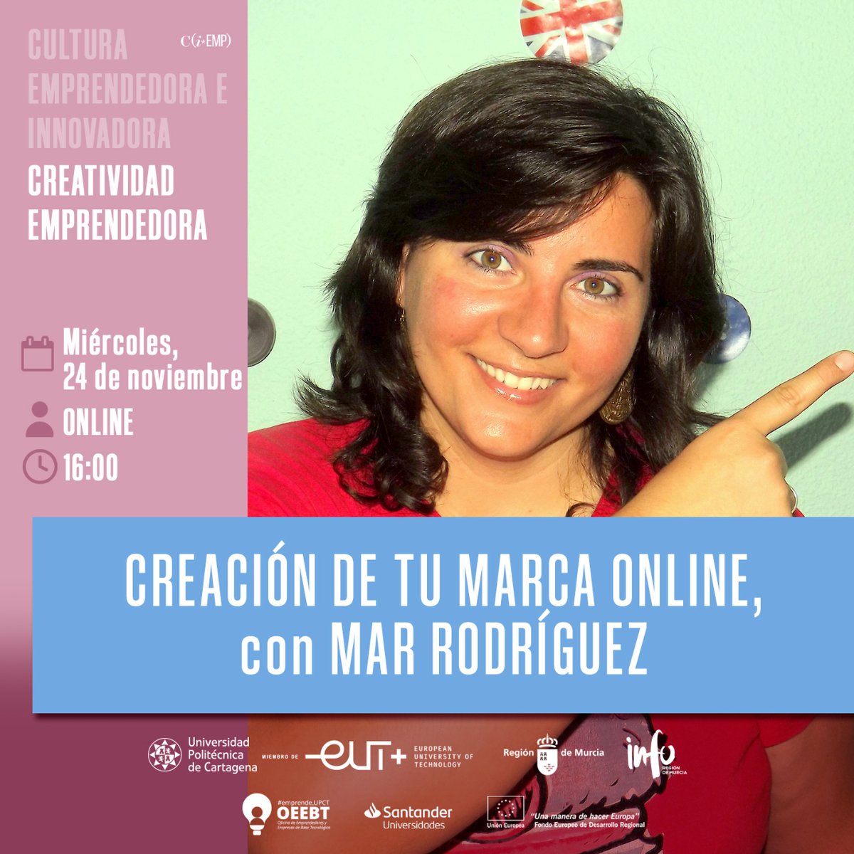AquereSM's tweet photo. Esta tarde estaremos en streamming con @Emprende_UPCT hablando de Crear marca online. ¿Te has planteado que en el mundo del emprendeurismo la marca eres tú? No te lo pierdas. Más info: https://t.co/tQUSsSrWbq https://t.co/DXmx0cgtp7
