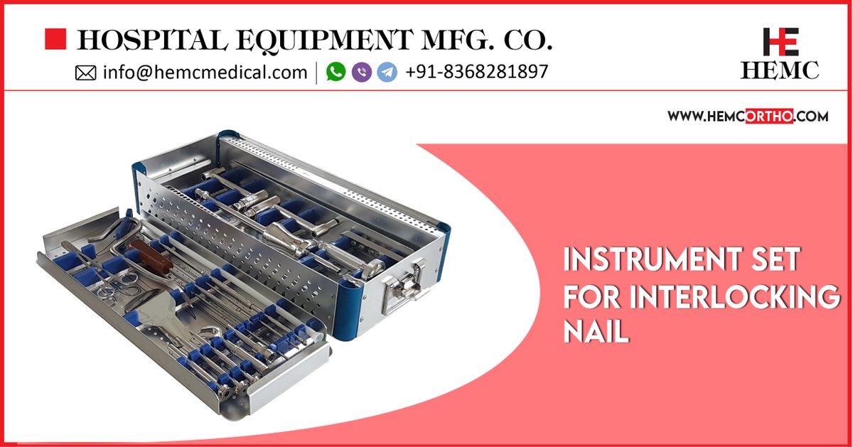 HemcOrtho's tweet image. #Interlockingnails #implants #implantes #hospitalequipment #medicaldevice #surgicalinstrument
#medical #healthcare #fitness #Health #hemcmedical #hemcindia #hemcortho 
#purchasing, #procurement, #healthcareindustry; 
#globalhealth, 
#medicine; #medical, #hospital;