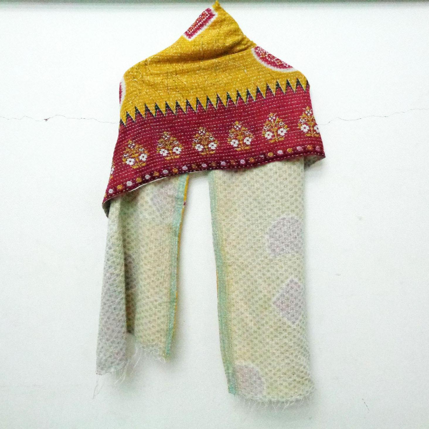 Indian Cotton Vintage Handmade Kantha Scarf Sari Shawl Scarves Stole Neck Wrap SJ45