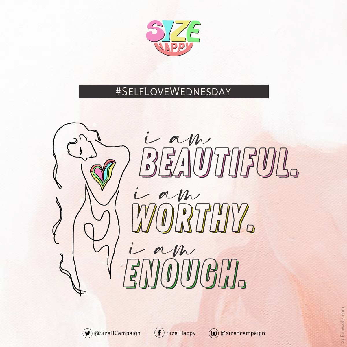 SizeHCampaign's tweet photo. Give yourself permission to love your body the way it is right now— no conditional ifs, ands, or buts. Because in order to love others, you must love yourself first. 

Chin up, embrace your body, and confidently say that "I am beautiful, I am worthy, and I am enough." 🤍 https://t.co/gmvZtug0OD