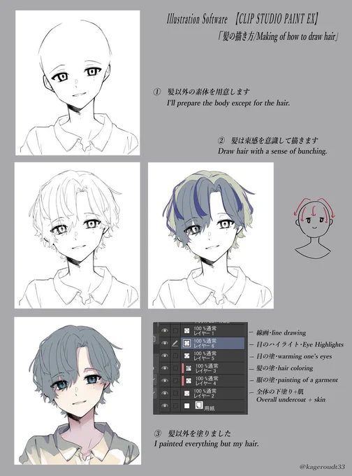 髪の描き方解説【Making of how to draw hair】
skeb thank you! 