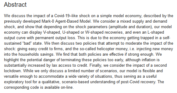 moneyscience's tweet photo. V–, U–, L– or W–shaped economic recovery after Covid-19: Insights from an Agent Based Model  

Sharma, Bouchaud, Gualdi,Tarzia &amp; Zamponi

https://t.co/wwkTq8Irj7

#ABM #COVD19 https://t.co/DcLzyPU9HB