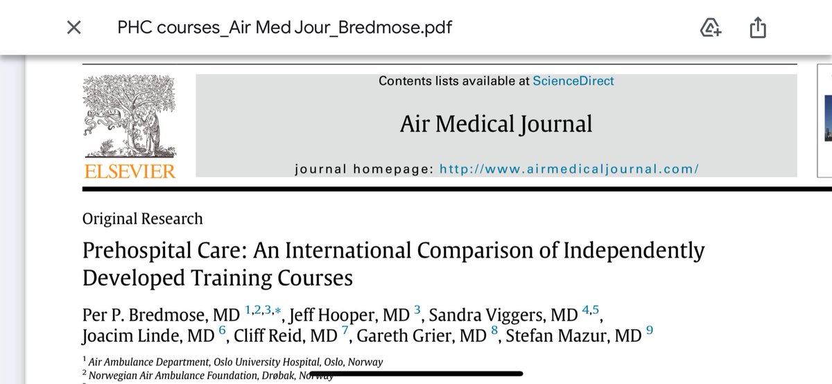 Now online! Wel done @VikingOne_ A pleasure to work on this project with you and an amazing crew of co-authors Learn more about pre-hospital and retrieval training around the world 🌏🚁🚨 airmedicaljournal.com/article/S1067-…