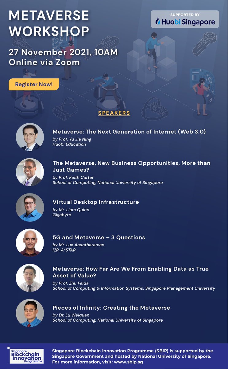 _BitfireGroup's tweet photo. Join Prof @YuJiaNingHuobi, President of @HuobiEdu, in a #Metaverse workshop hosted by SBIP and find out more about the mystical world of metaverse, how it works, and how it can change the future. Free online event, register here: https://t.co/b7ziakaBbP
#Huobi #singapore https://t.co/Gl7wdylx73