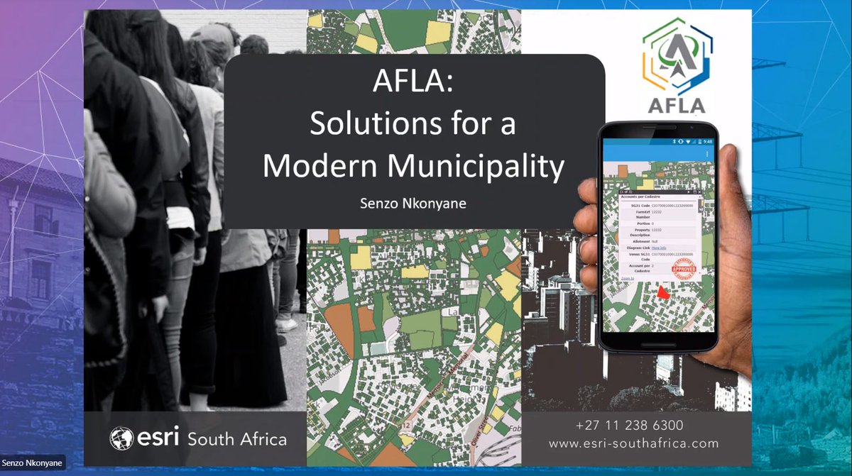EsriSouthAfrica's tweet photo. Esri South Africa's Senzo Nkonyane presenting on solutions for a modern municipality at the GISSA Mpumalanga AGM. #GISSA #AFLA #Municipality https://t.co/bu2wGdPiMP