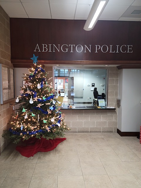 The Abington Police Department and the Abington Council on Aging have once again partnered up with our annual Giving Tree!  
The tree is located in the Abington Police Station Lobby and is covered with ornaments each containing a basic item that our seniors could use.