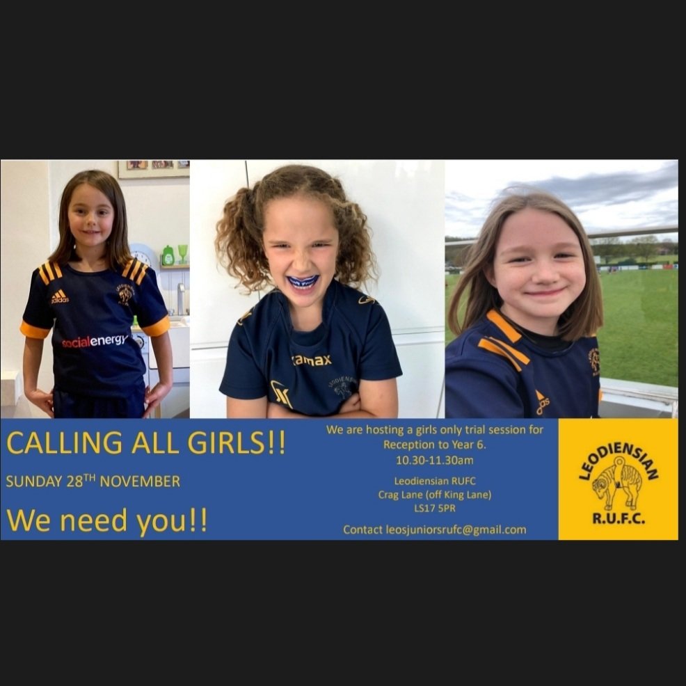Leosjuniorsrufc's tweet photo. We are hosting a girls only trial session on Sunday @leosrugby
Come along at 10.30am and let us know at leosjuniorsrufc@gmail.com
#girlsrugby #thisgirlcan #innerwarrior #englandredroses #juniorrugby #Englandrugby #rugbyunion #yorkshirerugby #rugbylife #rugbyfamily https://t.co/9zjdcFB3Wo