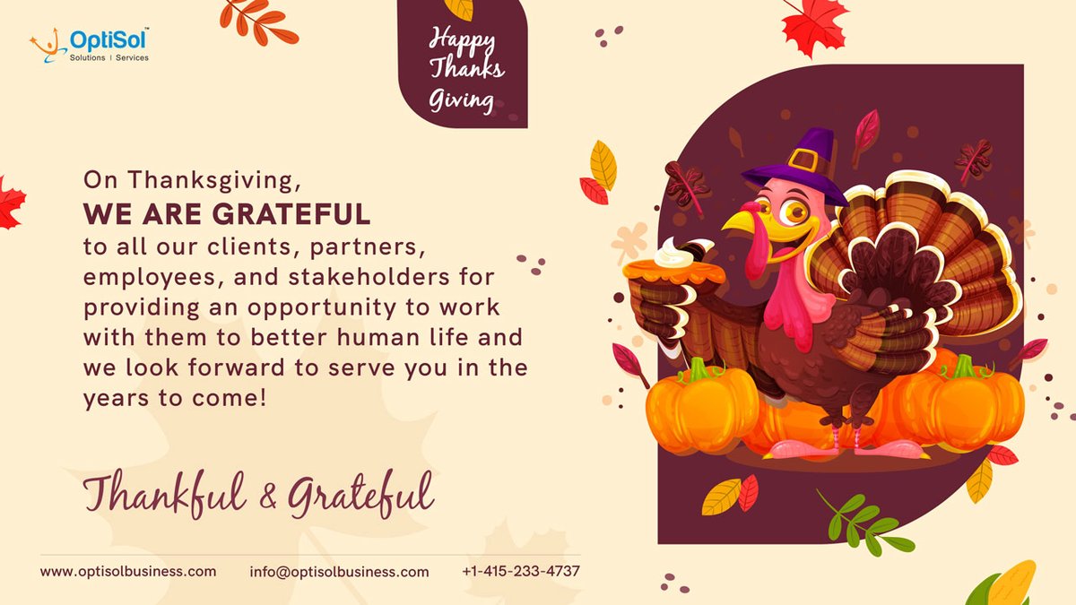 OptiSol's tweet photo. We are blessed &amp; grateful for so many reasons and this Thanksgiving we wish all of you good health, quality family time, and great success!

#thanksgiving #motivation #OptiSolBusinessSolutions #grateful #happyholidays #thankful #thanksgiving2021 #success https://t.co/rSZuSGZRcw