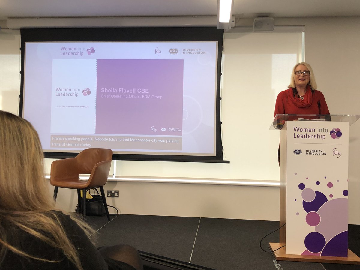 EmmaMurray78's tweet photo. Inspiring key note from Sheila Flavell, CEO FDM Group. Lead with a clear purpose. If you can see it you can be it. Leadership is at all levels not just at the top.  @WiLeadership_UK #WiL21 https://t.co/WsUNT2of7k