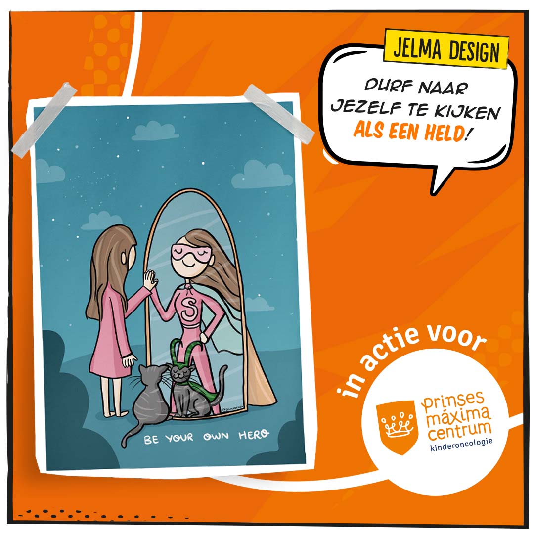 Dit is de superheldenposter van Jelma Design. De persoon op de poster is ze zelf! "Ik geloof dat je je eigen superheld moet zijn in deze wereld. Durf naar jezelf te kijken als een held!” 🦸🏻‍♂️ 

Bekijk en bestel Jelma's poster hier: drukwerkdeal.co/3G07BXZ