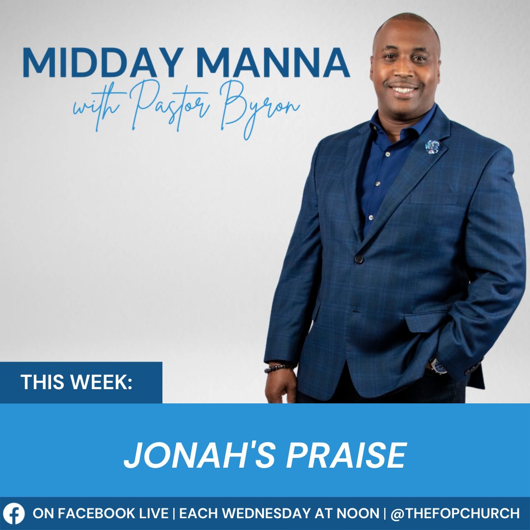 TheFOPChurch's tweet photo. Join us today at Noon on Facebook Live for Midday Manna! #thefopchurch https://t.co/gfPx1zZA8E