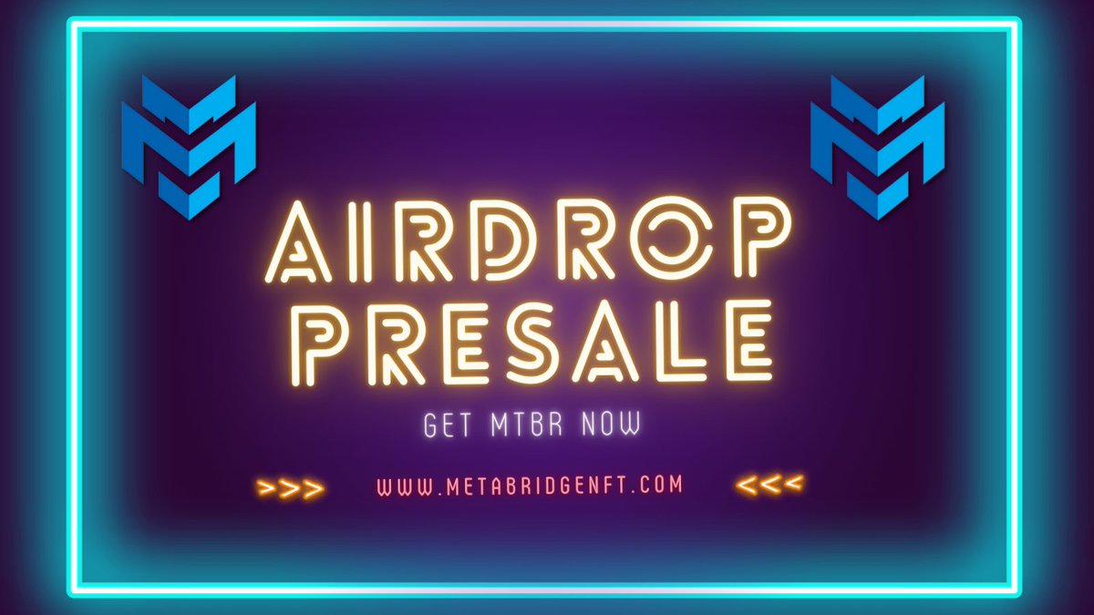 Huge thanks to our investors and the community behind the project for supporting us during the #PRESALE! 🙌🏻

It's been a amazing ride lately, and we're grateful to have all of you in our corner!

More things to come in very near future!
🔥🔥🔥
$MTBR

🔗 metabridgenft.com