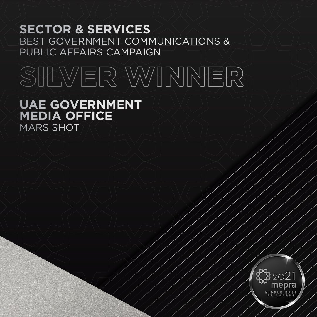 MEPRA_org's tweet photo. Big wins for @ActionGlobalCom, @UAEmediaoffice and @WS_EMEA as they take home the Gold, Silver and Bronze respectively in the Best Government Communications &amp; Public Affairs Campaign category at this year’s #MEPRAAwards. #PRAwards #MiddleEastPR https://t.co/bNpRgioYWj