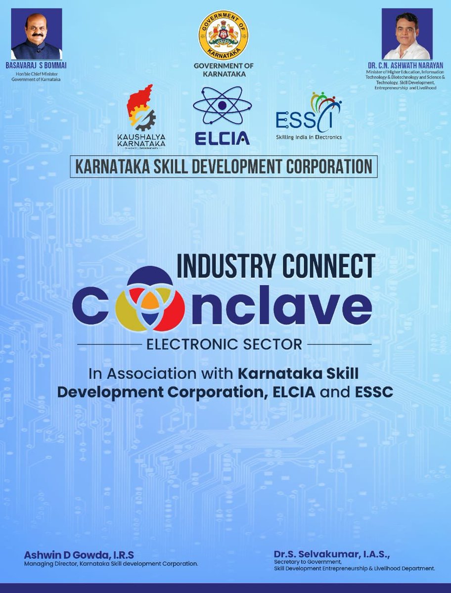 Skill_Karnataka's tweet photo. Karnataka Skill Development Corporation is organising "INDUSTRY CONNECT CONCLAVE" on 25/11/2021, in association with ELCIA and ESSC.
#KSDC #industryconnect #ElectronicSector https://t.co/xt0qAzrrdn