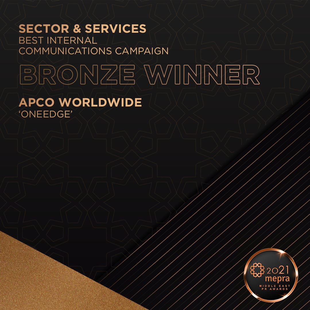 Huge congratulations going out to @MastercardMEA, @SiemensEnergyME and <a href="/apcoworldwide/">APCO</a> as they take home the Gold, Silver and Bronze in the Best Internal Communications Campaign category at the 2021 #MEPRAAwards. #PRAwards #MiddleEastPR