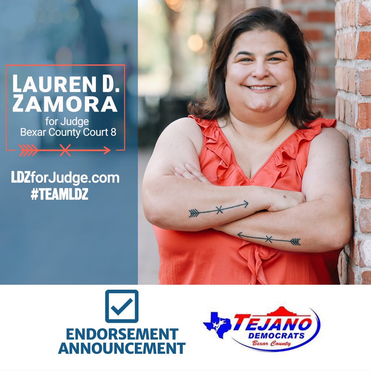 LDZforJudge's tweet photo. Proud to have the endorsement from Bexar County Tejano Democrats and Bexar County Young Tejano Democrats for my campaign for Judge for Bexar County Court 8. #TeamLDZ #FirstOfficialEndorsement https://t.co/qJsgpbuTh1