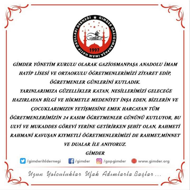gopgimder's tweet photo. Yarınlarımıza güzellikler katan, nesillerimizi geleceğe hazırlayan bilgi ve hikmetle medeniyet inşa eden, bizlerin ve çocuklarımızın yetişmesine emek harcayan tüm öğretmenlerimizin 24 Kasım öğretmenler gününü kutluyoruz. https://t.co/wal7XmalOM