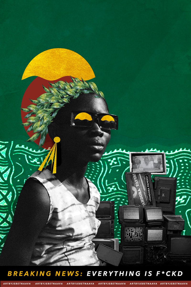 AZANA (2021)
Adorned with the colours of my country, Kenya,
Azana is a piece that expresses my frustration with the times.

She is a picture of both lassitude and hope...kind of like...
...life on the adult lane.
(this piece and more on sale <a href="/artbyjebetnaava/">Meraki Studios</a> )

#artbyjebetnaava