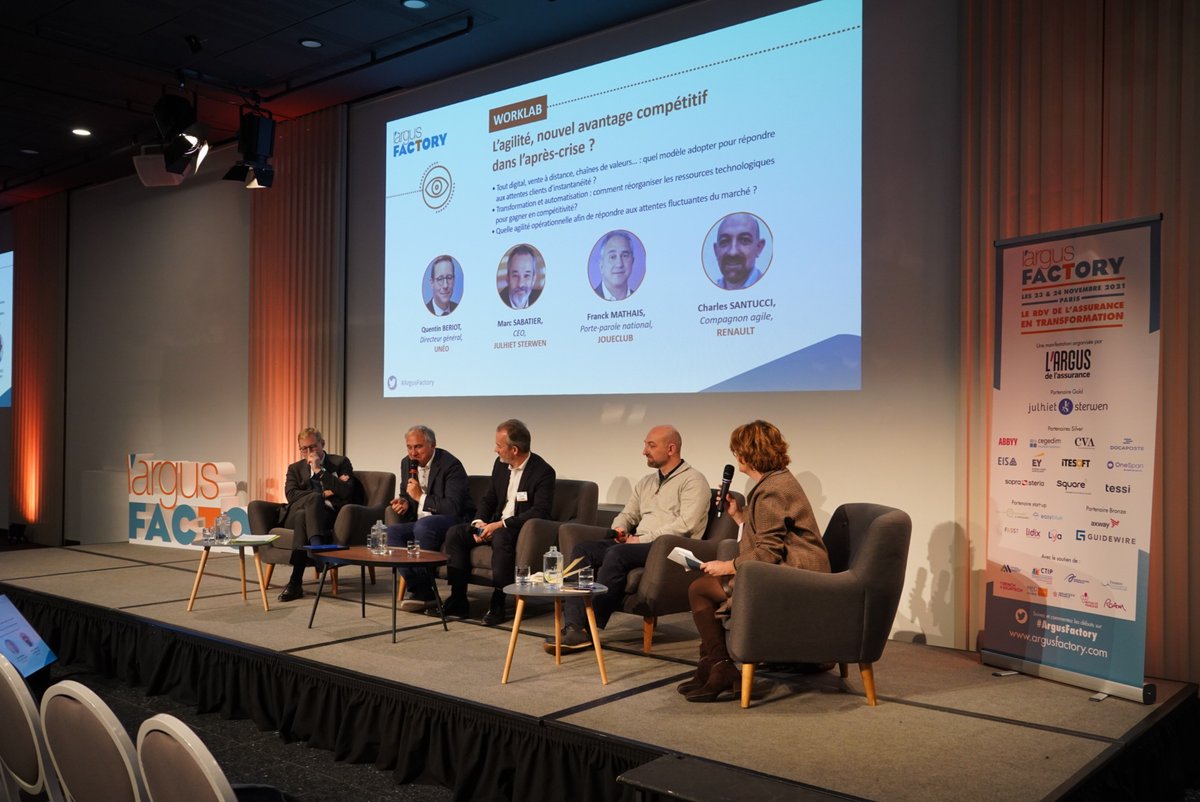 EvenementsARGUS's tweet image. #ArgusFactory - L'#agilité, nouvel avantage compétitif dans l'après-crise ? @siatam @JoueClubFR, @sabatier_marc @julhietsterwen @BERIOTQuentin @mutuelleUneo  et Charles Santucci @renault_fr partagent leur vision sur le parcours Modèles émergents.

@7_23studio