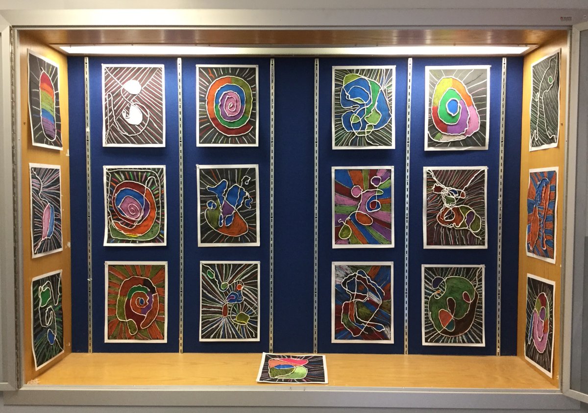4th grade's "String Theory" art project, created with glue, yarn and oil pastels...@MsGooditis <a href="/NicholasADiaz/">Dr. Nicholas Diaz</a> <a href="/FTSHunterdon/">FTS Hunterdon</a>