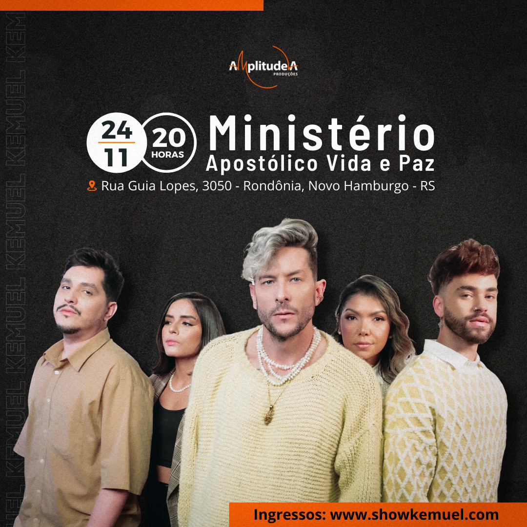 Galera, hoje, às 20h, tem agenda do @kemueloficial na Igreja Ministério Apostólico Vida e Paz (<a href="/mapnh_/">ᴍᴏᴇ</a>) em Novo Hamburgo - RS. 

📍 Rua Guia Lopes, 3050 - Rondônia

+Informações:
showkemuel.com

#AmplitudeA #AgendaKemuel #Kemuel #Assessoria #Rondônia