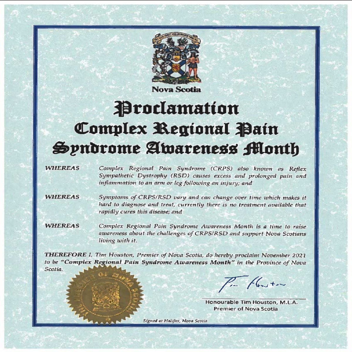 ConquerCrps's tweet photo. How did we not get this tweeted before Nov. 24. We must have been busy getting all the other good news ready...#CRPSAwareness
#ChronicPain
#CRPSStrong
#CRPSWarrior
#Spoonie
#Invisibleillness https://t.co/Z8PUu1y3SQ